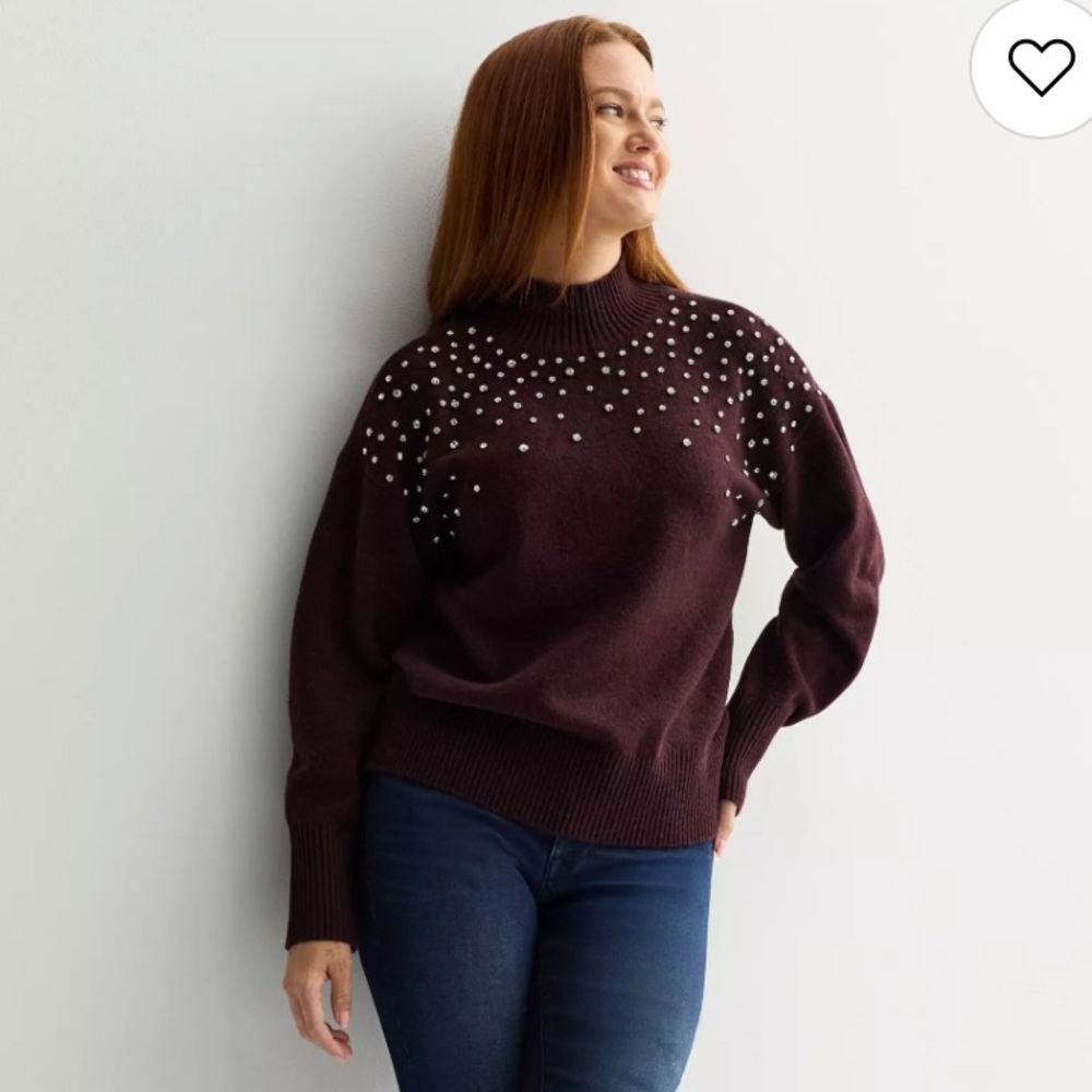 Nine West Mock Embellished pullover
